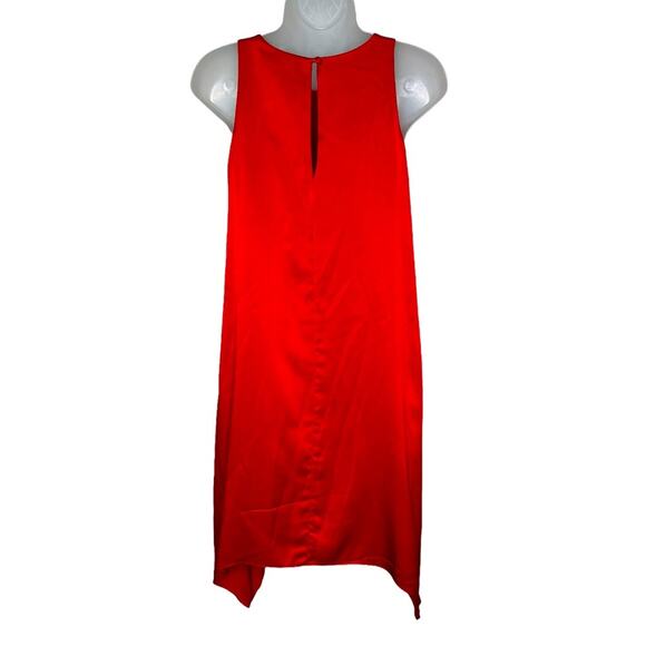 AIDAN MATTOX Red 100% Silk Asymmetrical Sleeveless Women’s Dress - Picture 4 of 13